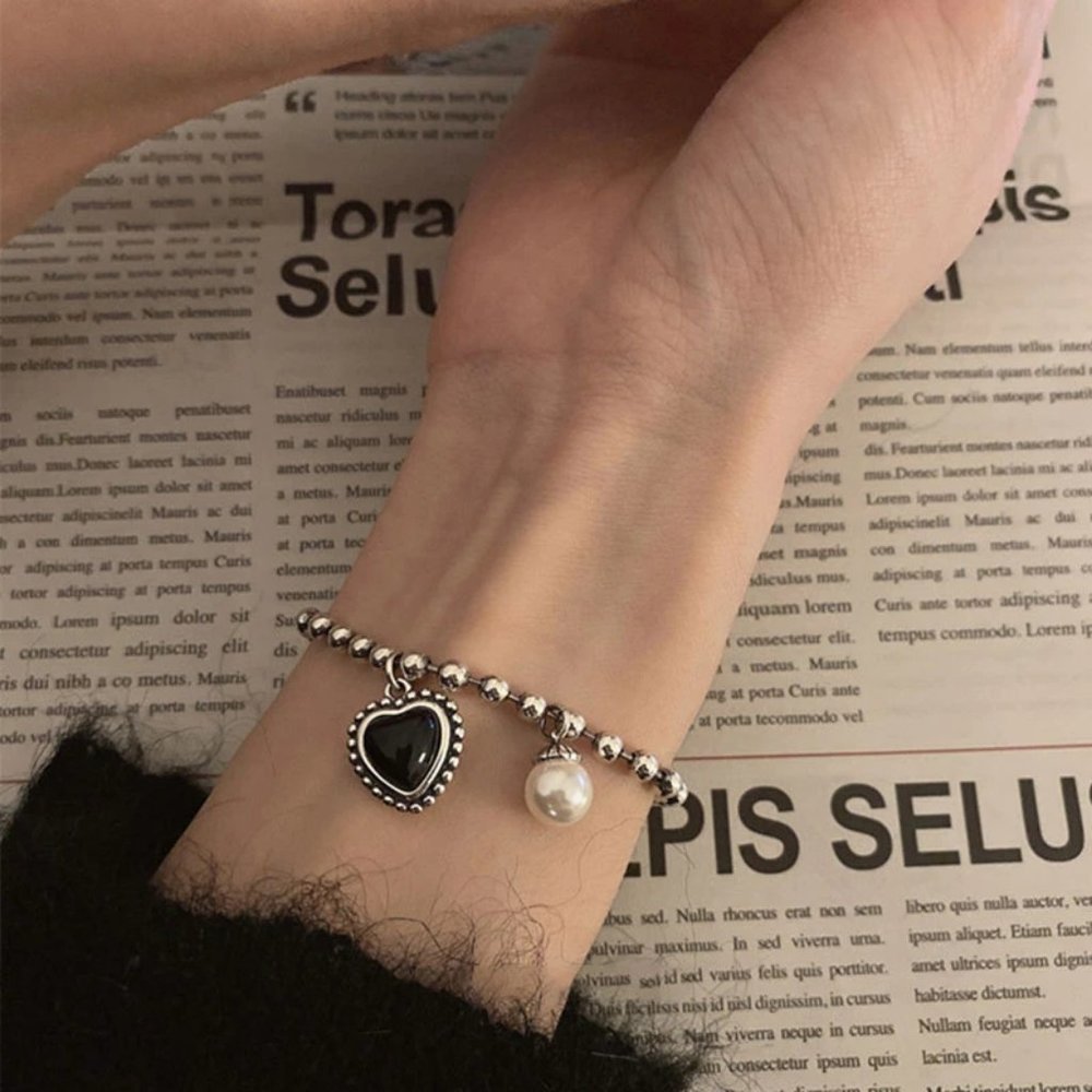 *NEW 925 Sterling Silver Pearl Heart Bracelet - Picture 3 of 6